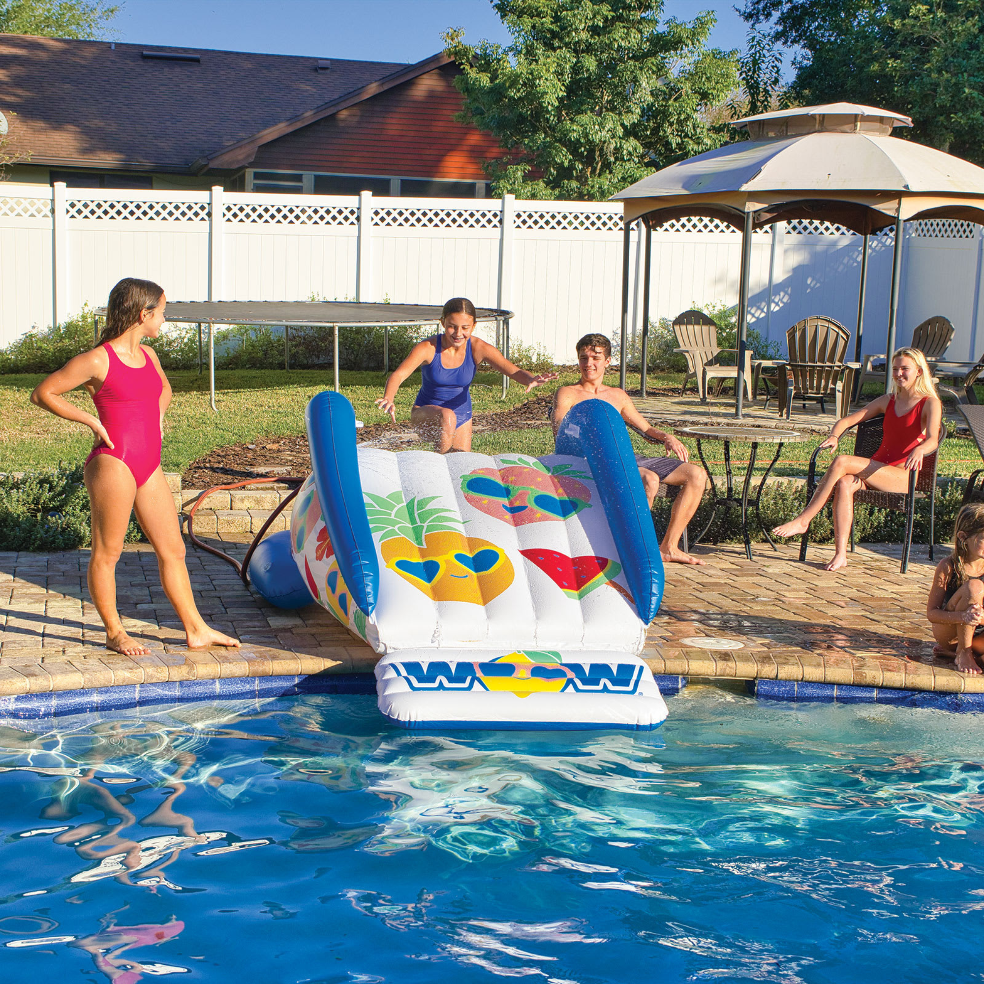 WOW Sports Fruit Fun Soaker Sprinkler Inflatable Slide for In-Ground Pools