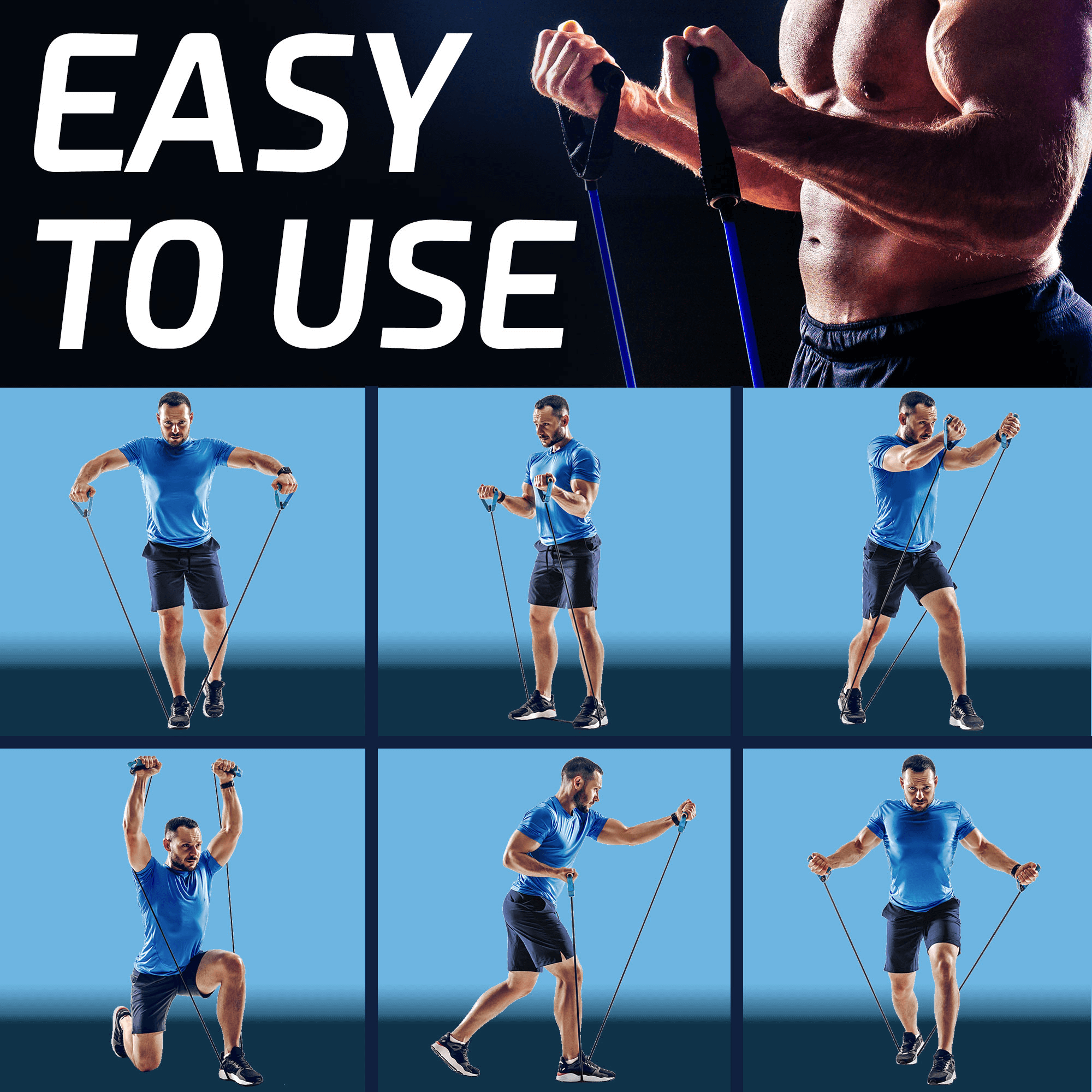 XGear Fitness 11-Piece Exercise Resistance Band Set with Handles