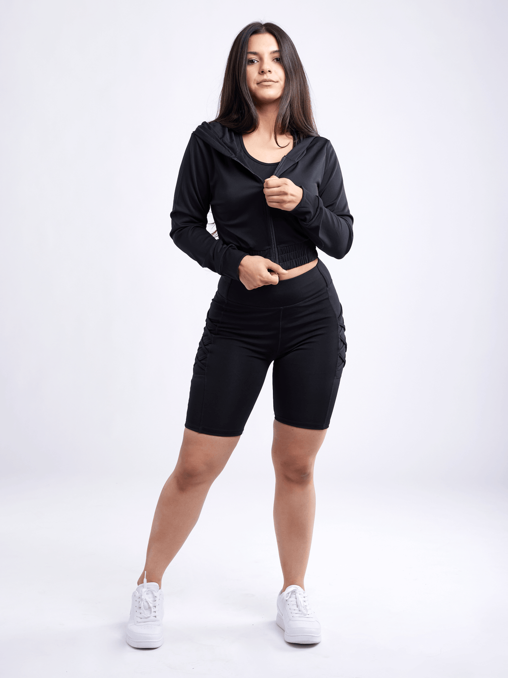 JupiterGear High-Waisted Workout Shorts with Pockets & Criss Cross Design