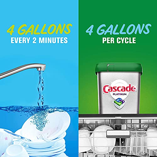 Cascade Platinum Dishwasher Pods, Actionpacs Dishwasher Detergent with Dishwasher Cleaner Action, Fresh Scent, 62 Count