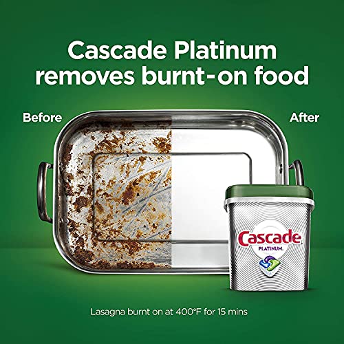 Cascade Platinum Dishwasher Pods, Actionpacs Dishwasher Detergent with Dishwasher Cleaner Action, Fresh Scent, 62 Count