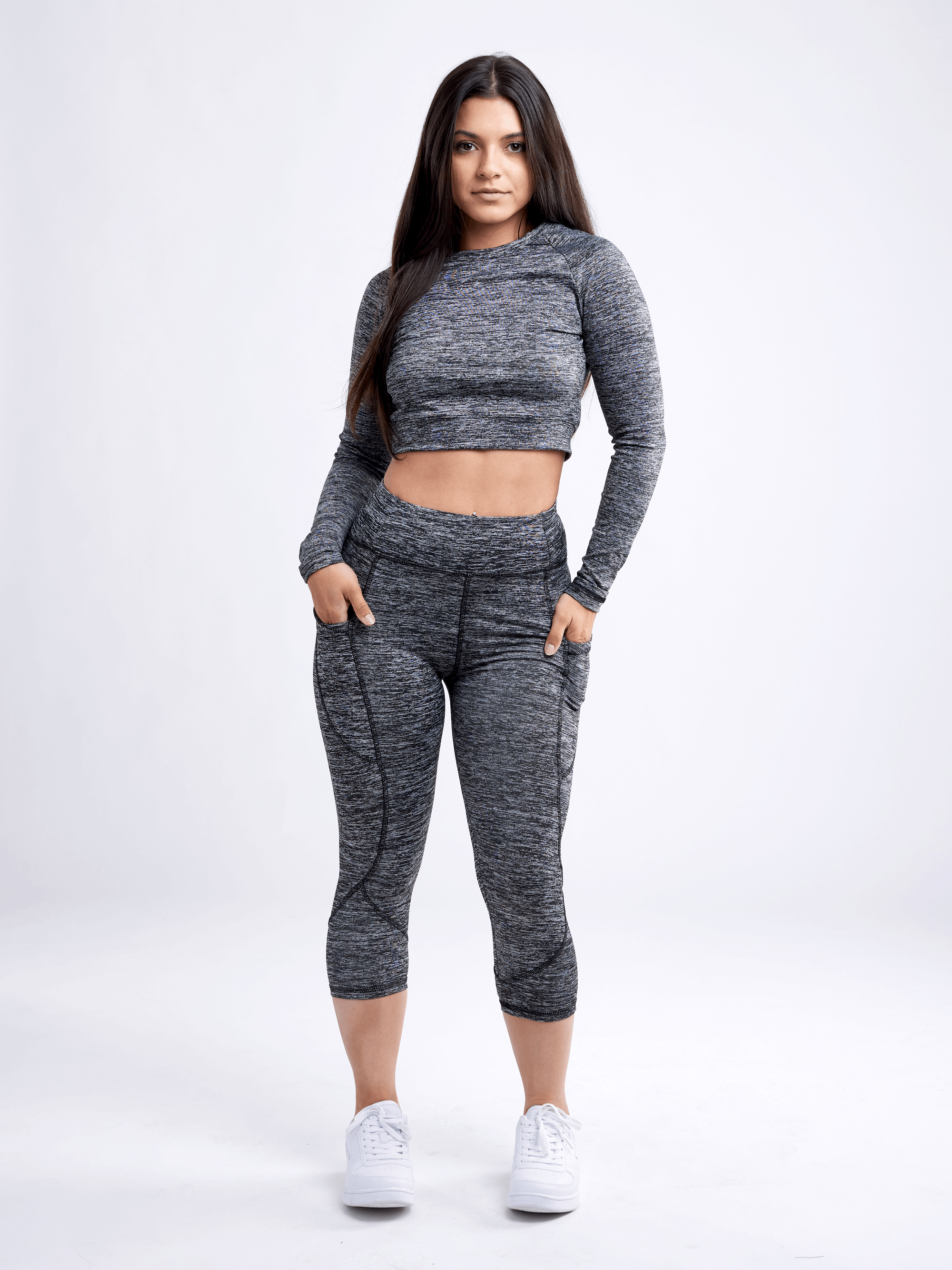 JupiterGear Mid-Rise Capri Fitness Leggings with Side Pockets